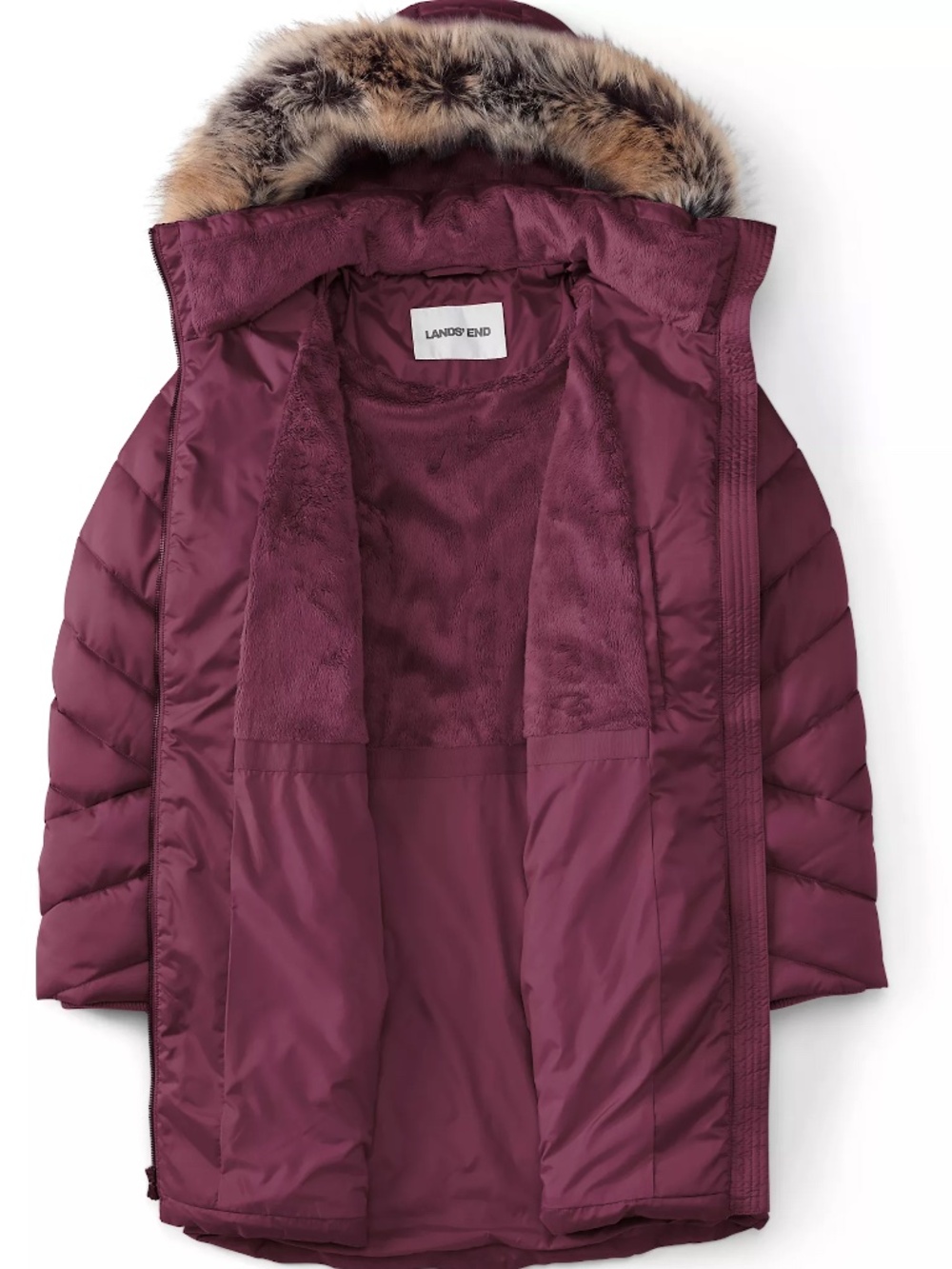 Lands’ End Vivid Plum Hooded Parka 18 FeatherFree PrimaLoft Never Worn